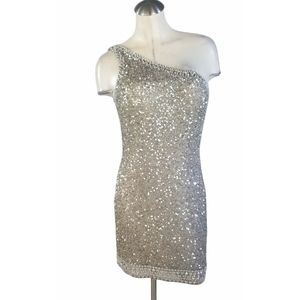 Camille la Vie Size 10 One Shoulder Sequin Cocktail Dress